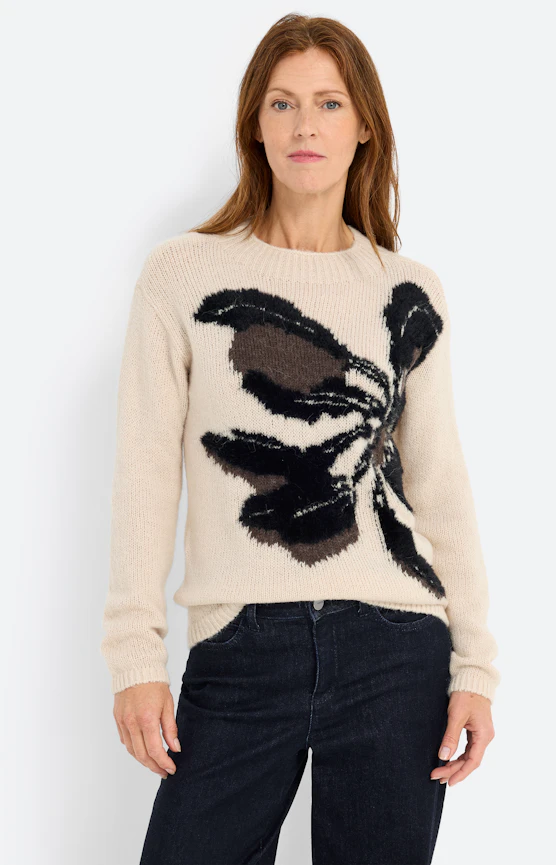 Pullover mit floralem Muster, beige