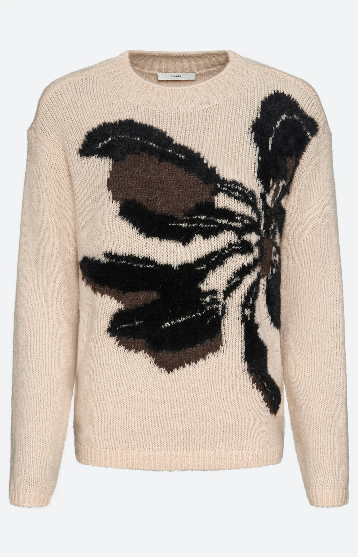 Trui met bloemmotief, beige