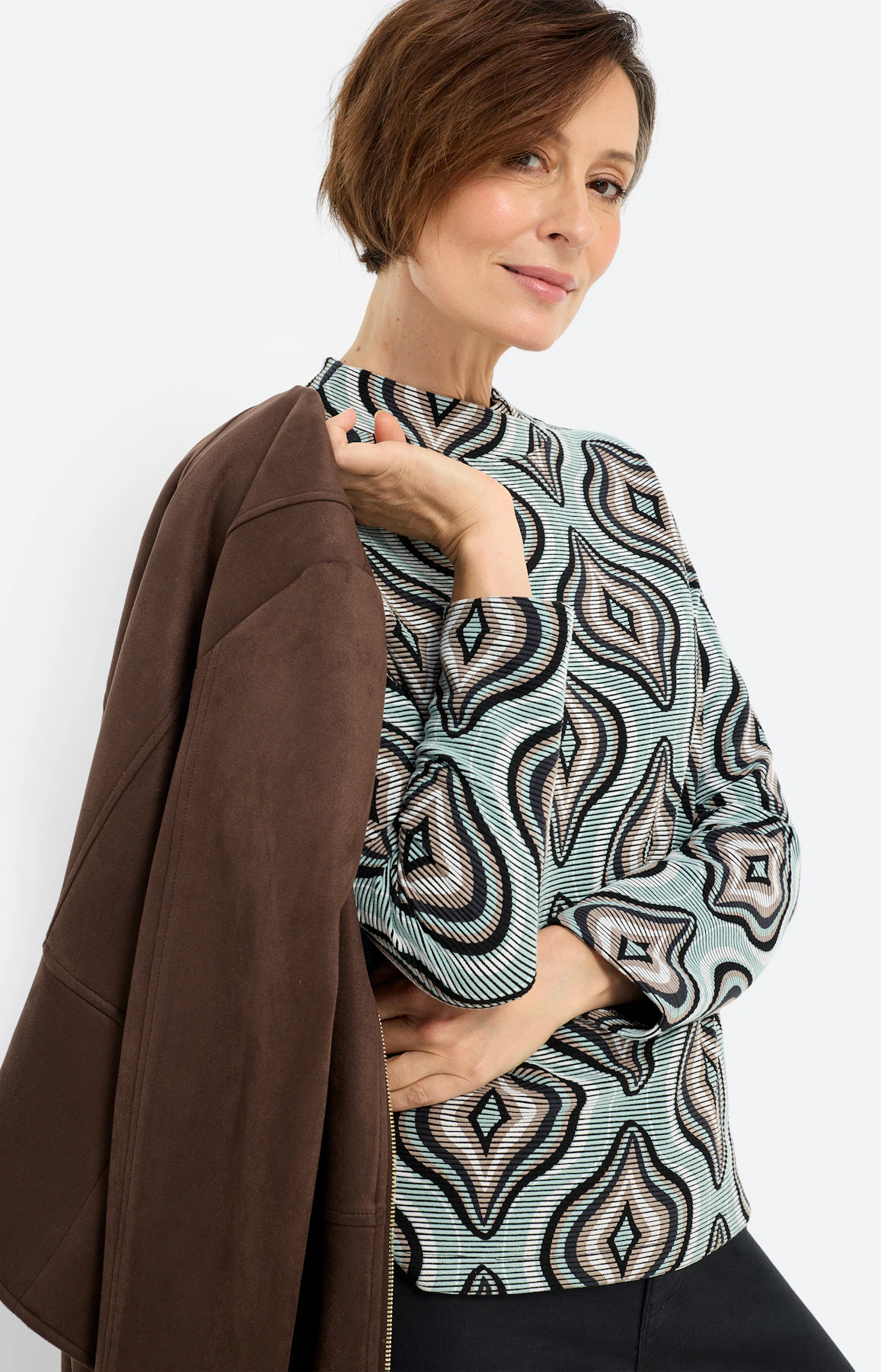Sweatshirt met ribbelstructuur, mint