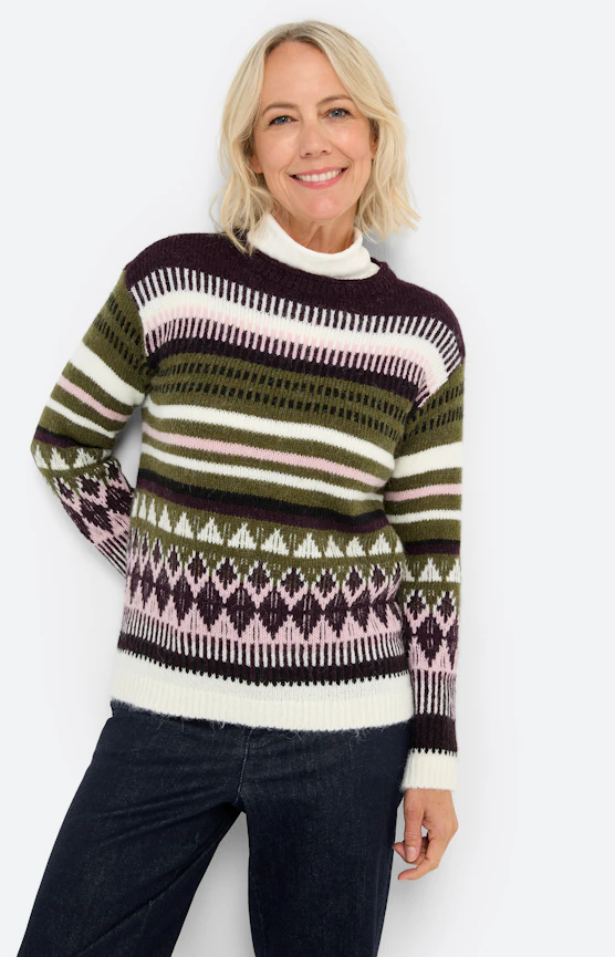 Pullover mit Norweger-Muster, oliv