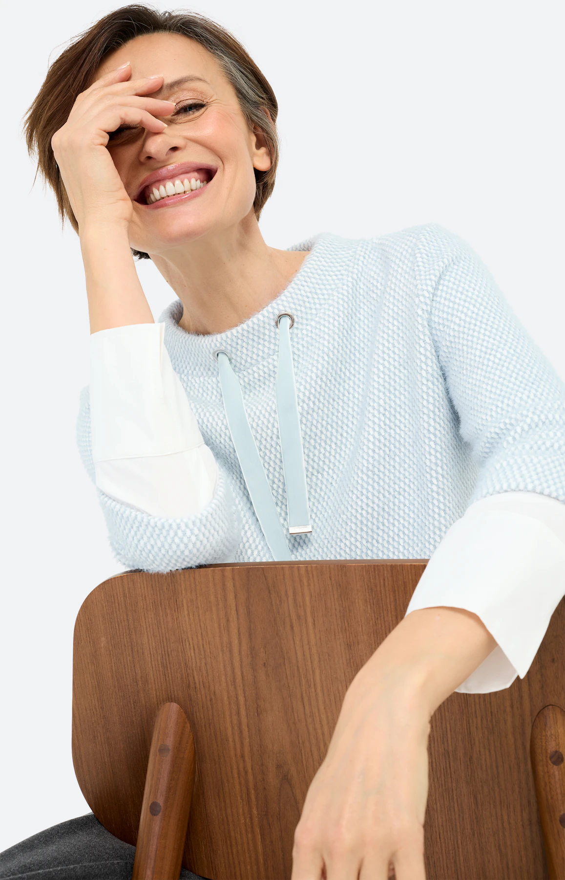 Sweatshirt met blouse-inzet, mint