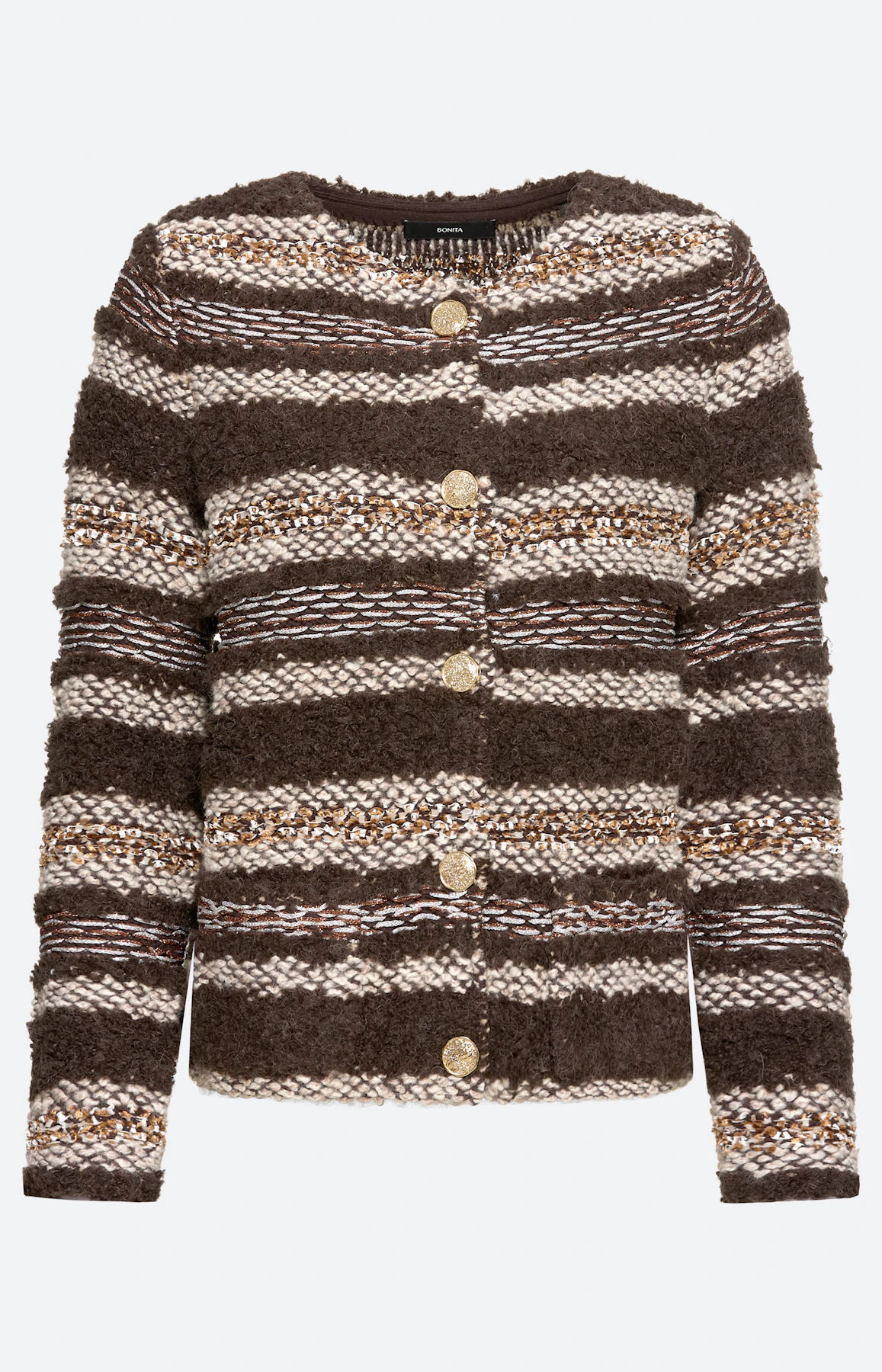 Cardigan met boucléstructuur, bruin