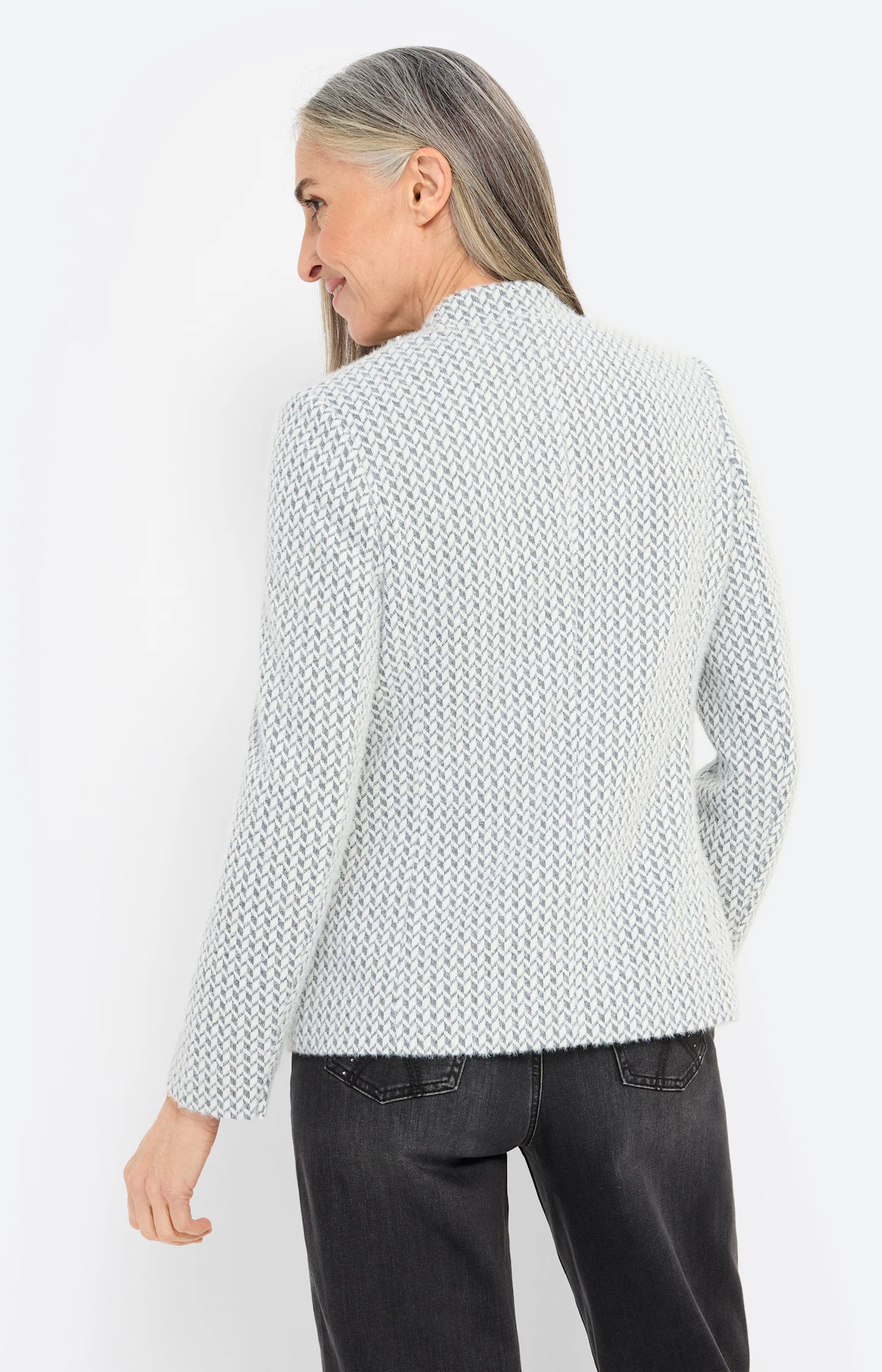 Blazer met harige structuur, donkergrijs