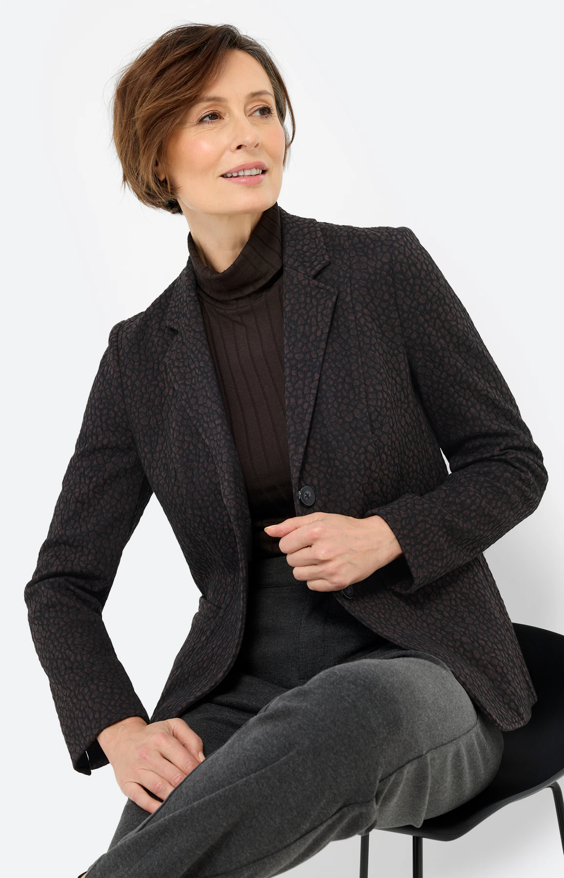 Blazer met jacquardmotief, bruin