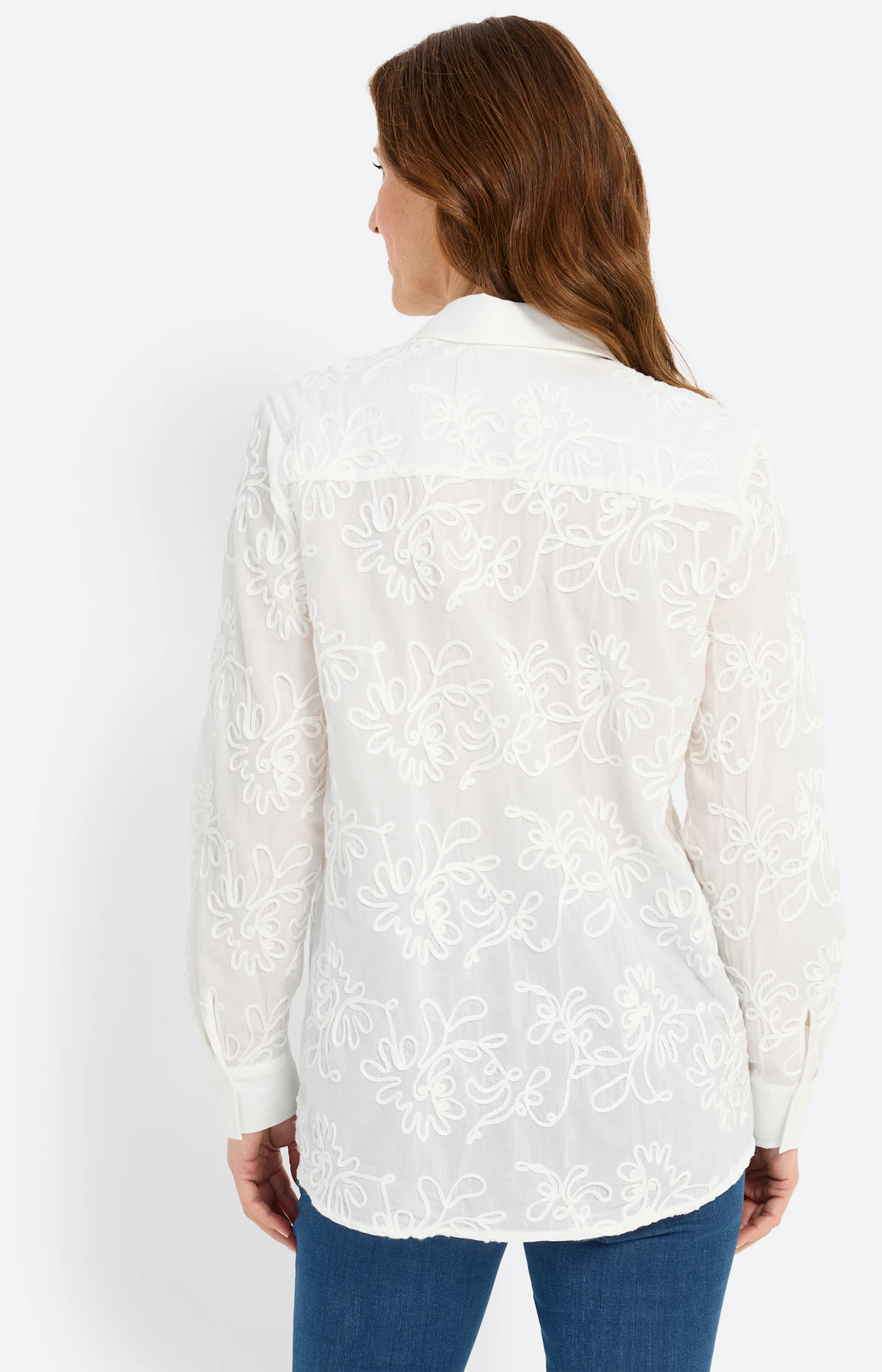 Blouse met tape-borduursel, wit