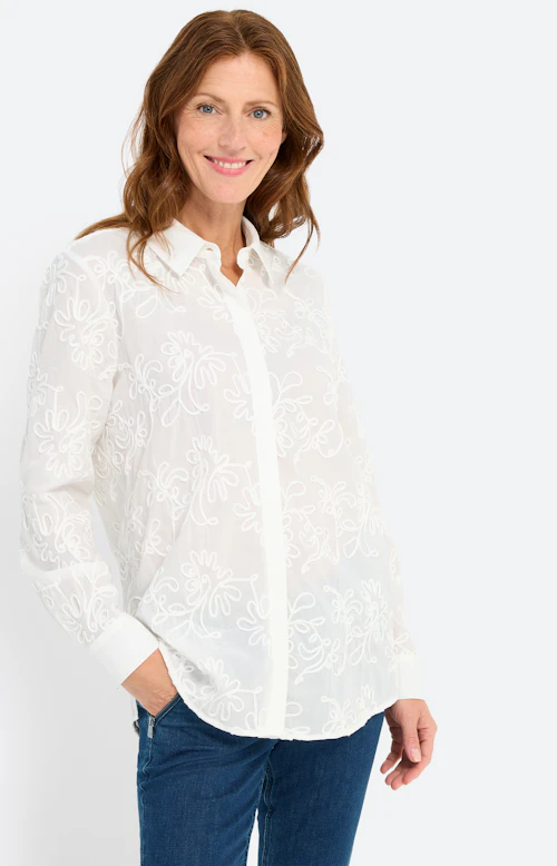 Blouse met tape-borduursel, wit