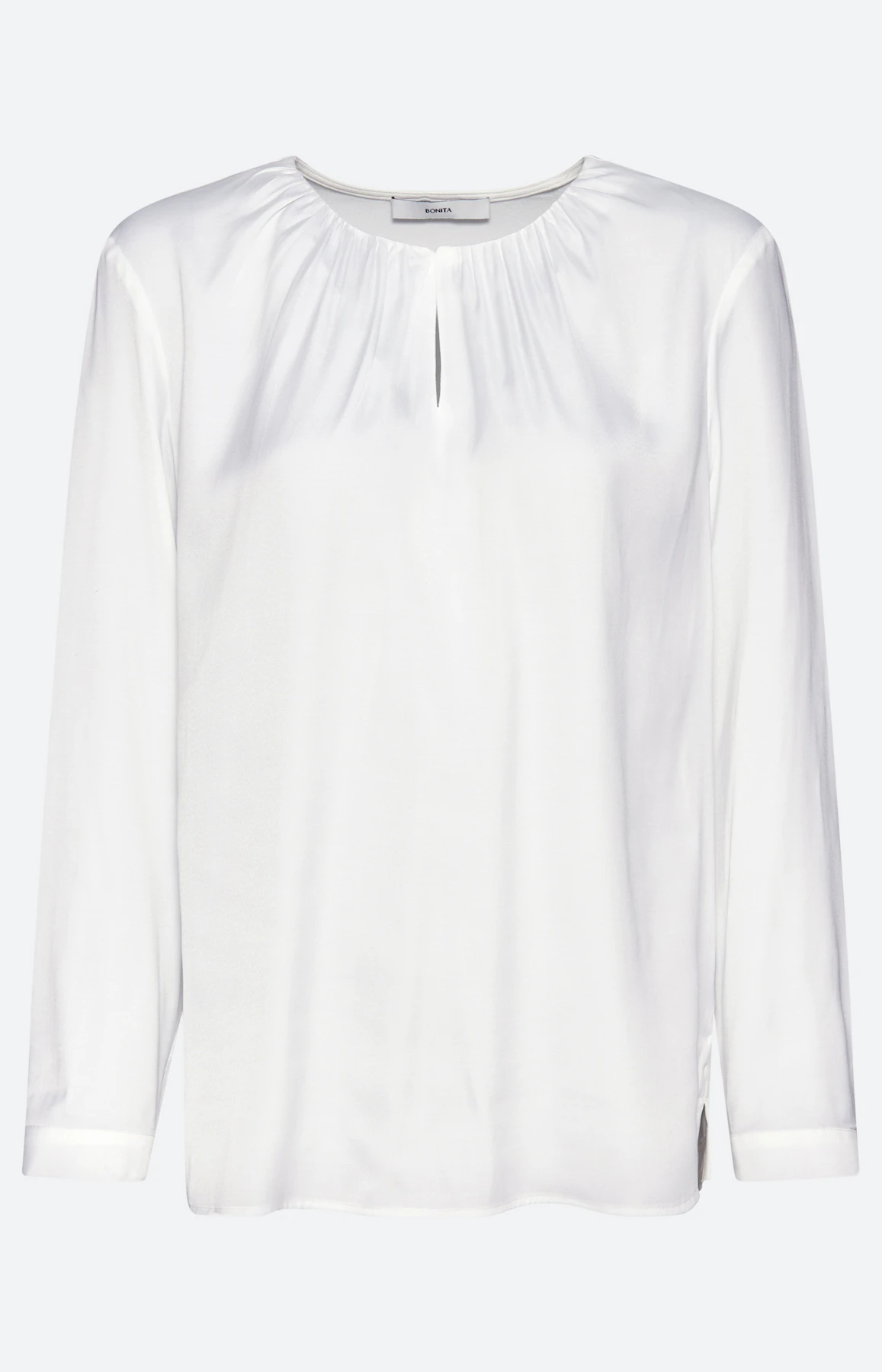 Blouse met geplooide halslijn, wit