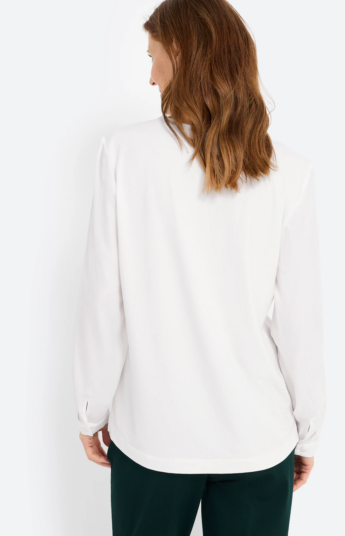 Blouse met geplooide halslijn, wit