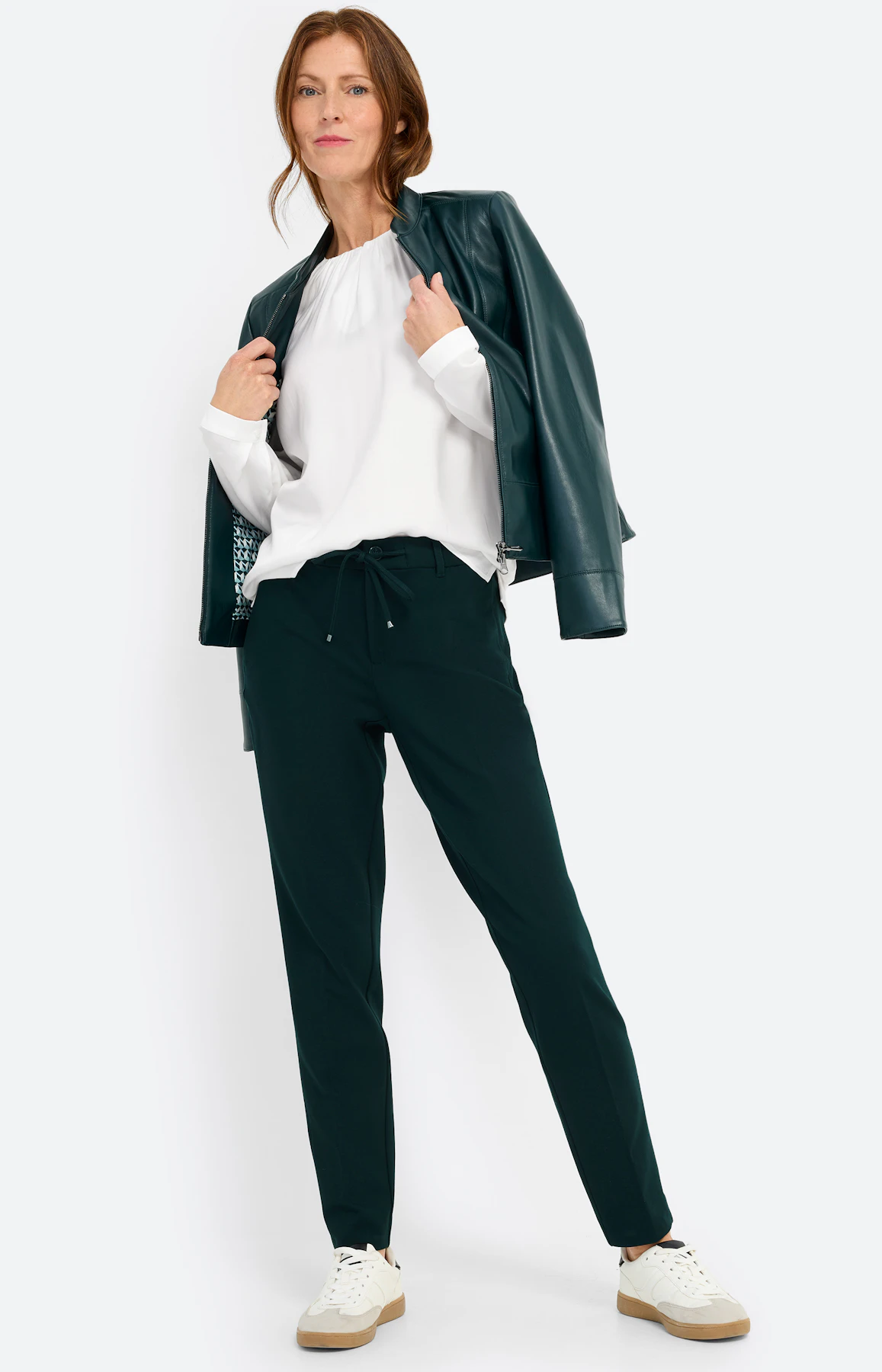 Blouse met geplooide halslijn, wit