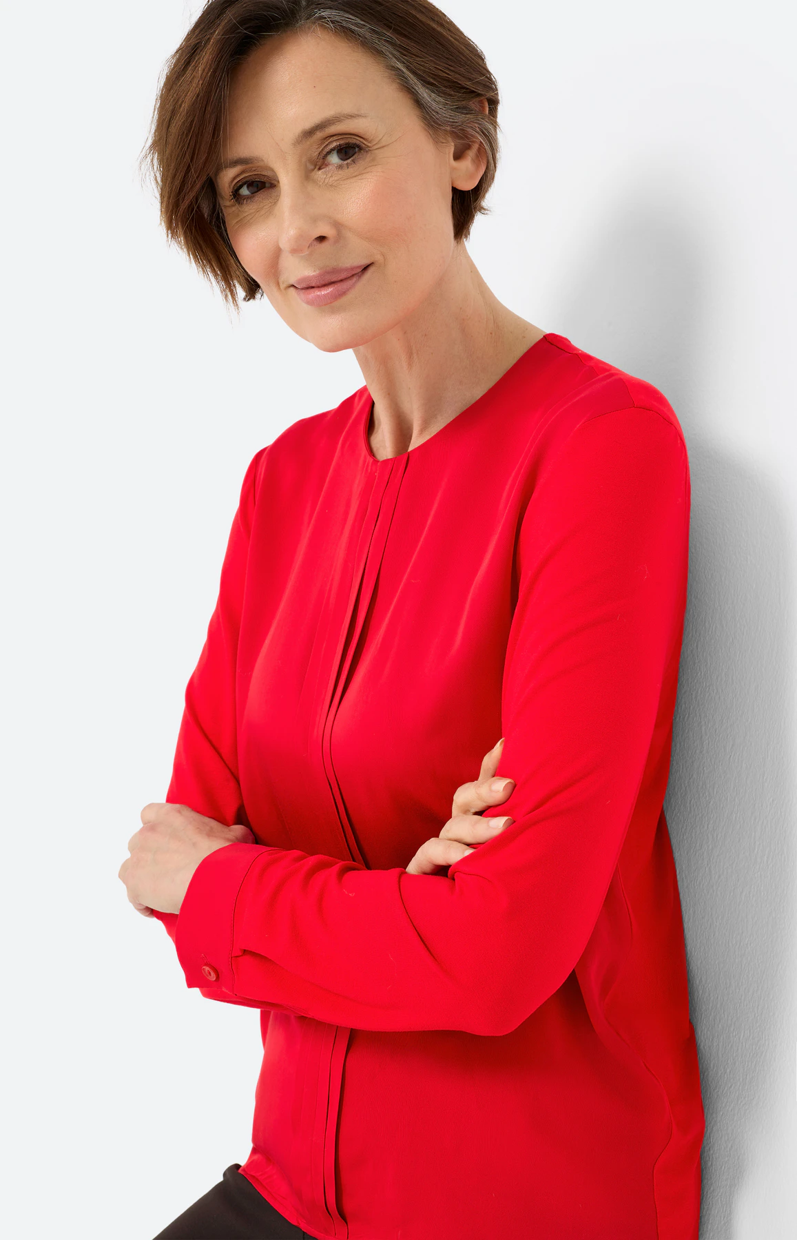 Blouse in een mix van materialen, rood