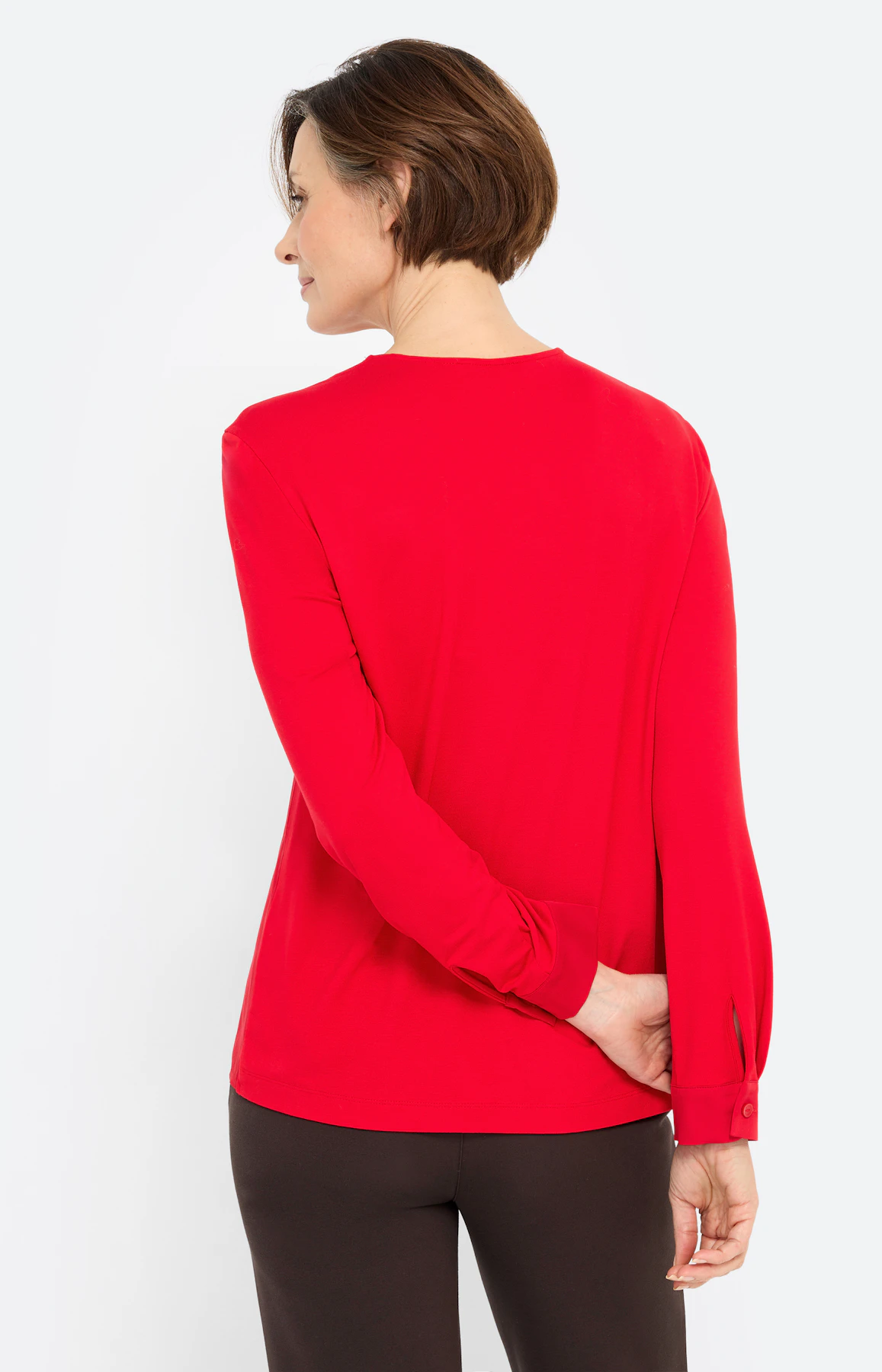 Blouse in een mix van materialen, rood