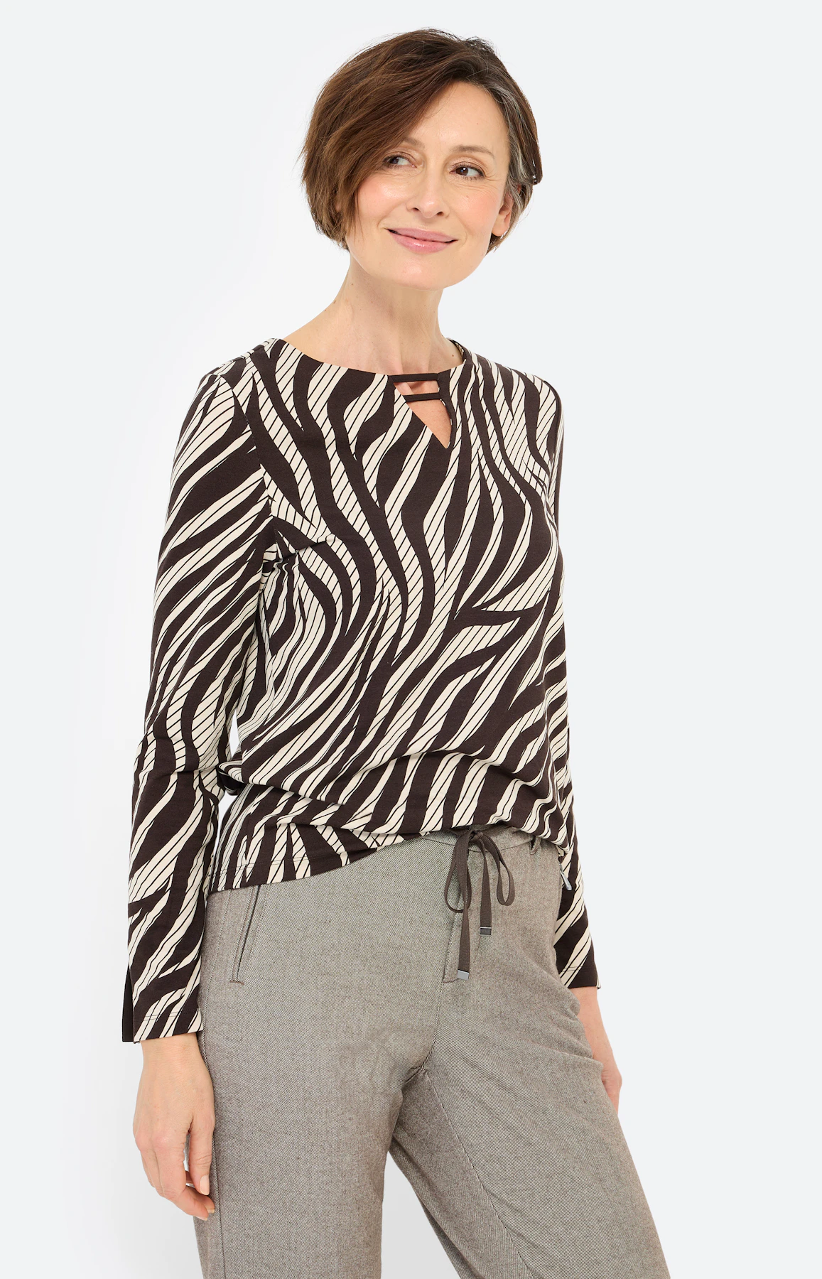 Shirt met zebramotief, bruin