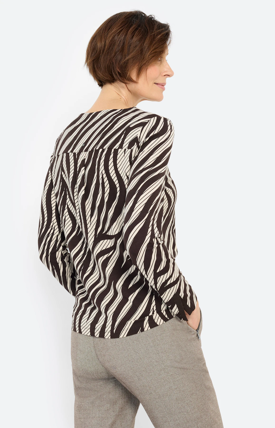 Shirt met zebramotief, bruin