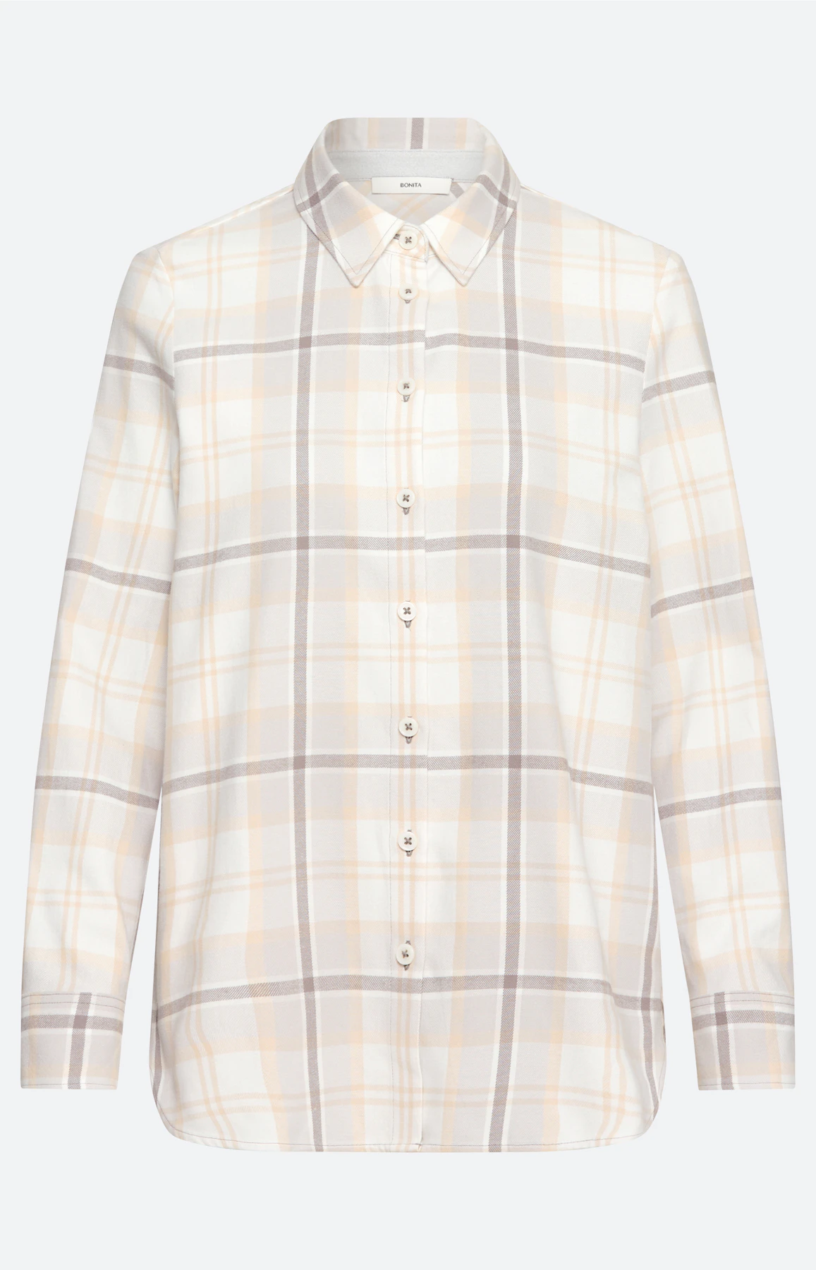 Overhemdblouse met ruitmotief, wit