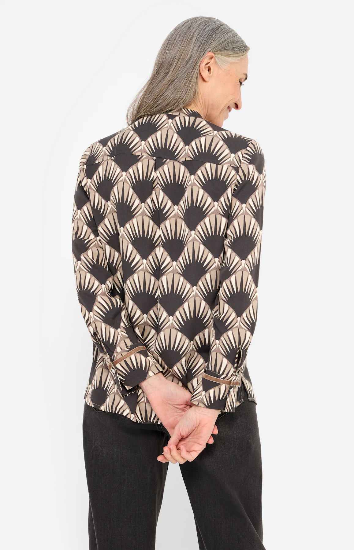 Blouse met kraagstrik, nude