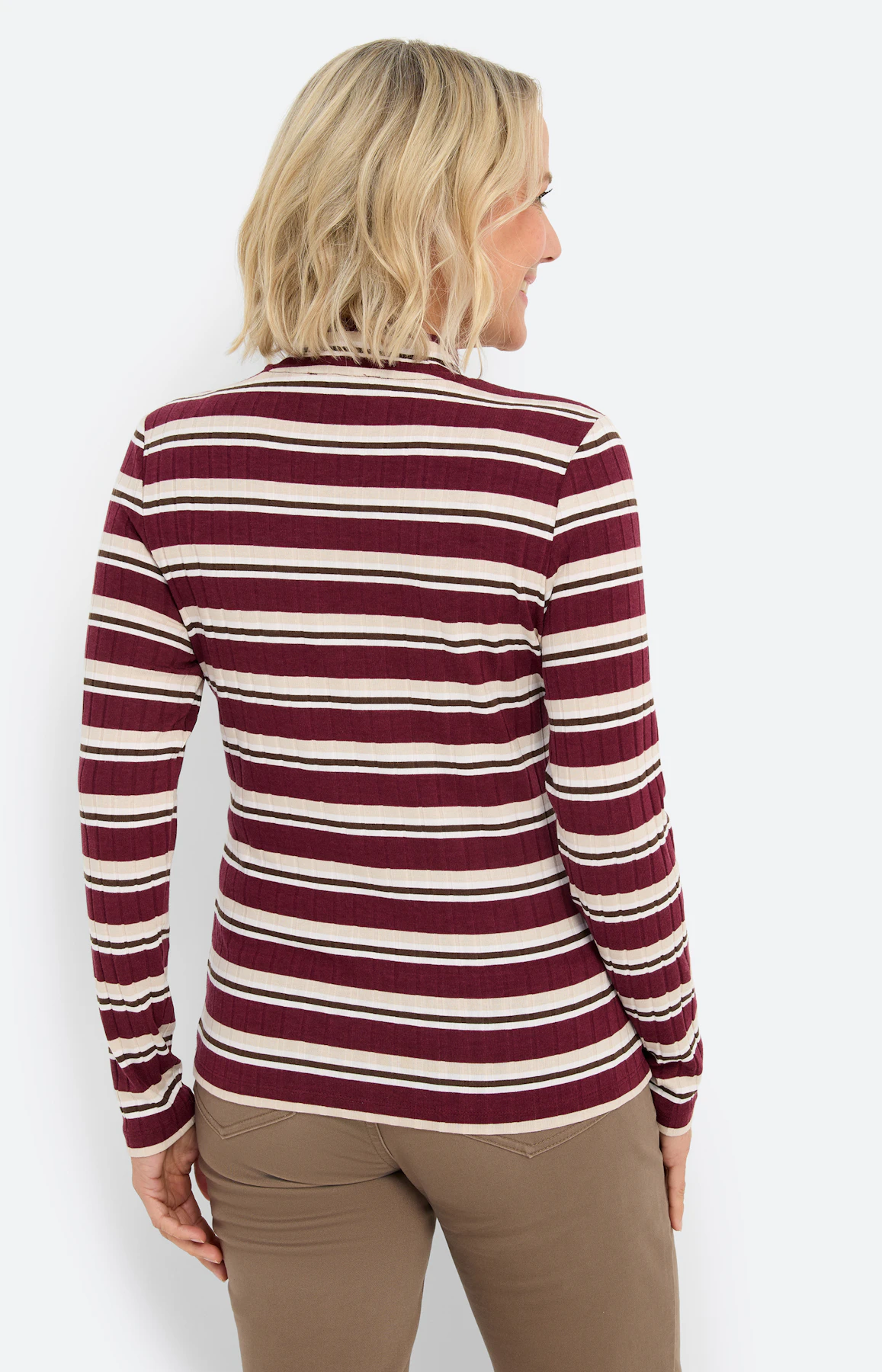 Shirt met streepdessin, wijnrood