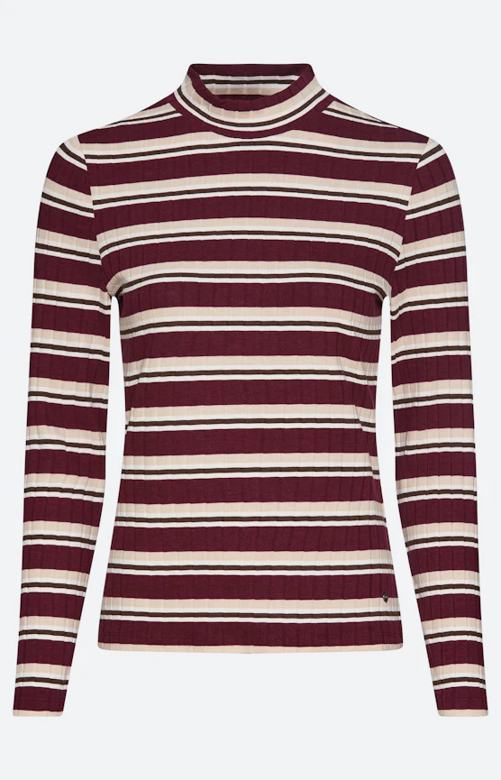 Langarmshirt mit Streifenmuster, weinrot
