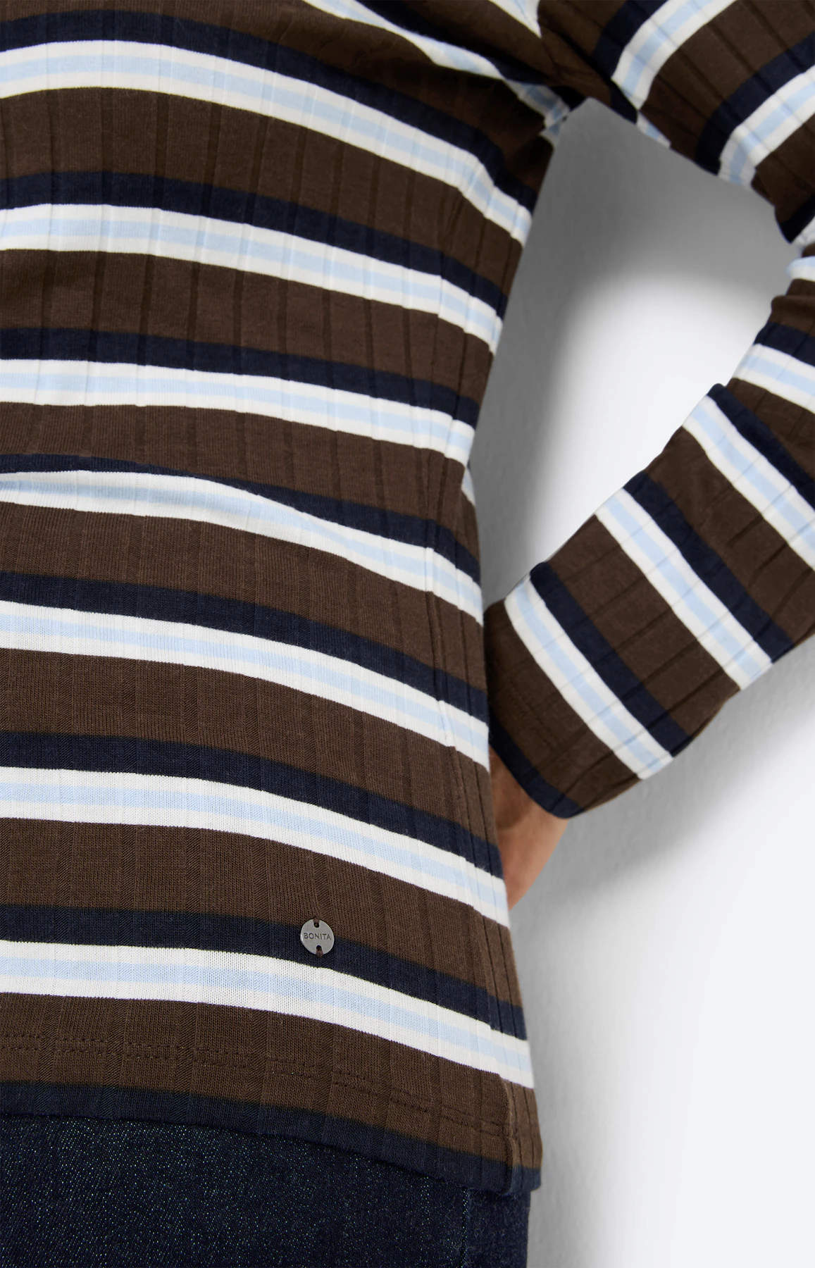 Shirt met streepdessin, bruin