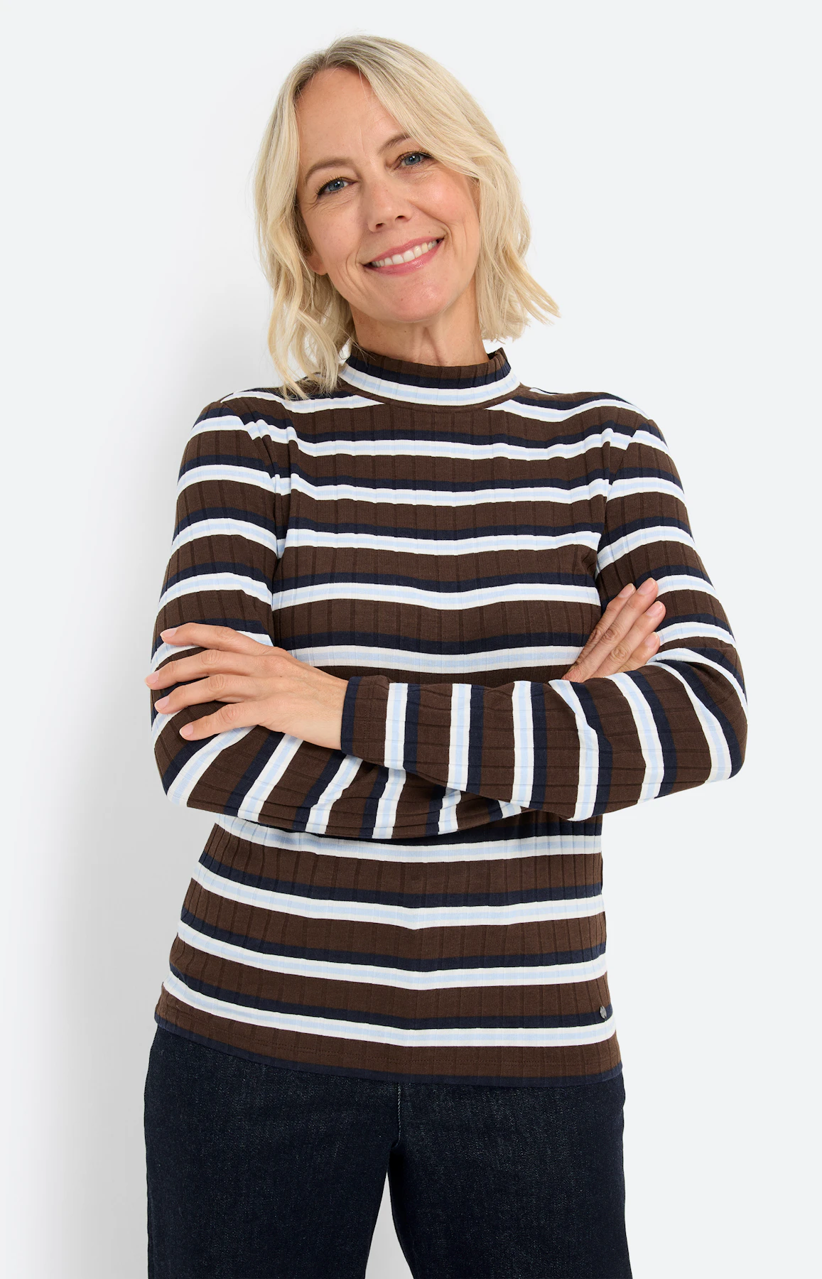 Shirt met streepdessin, bruin