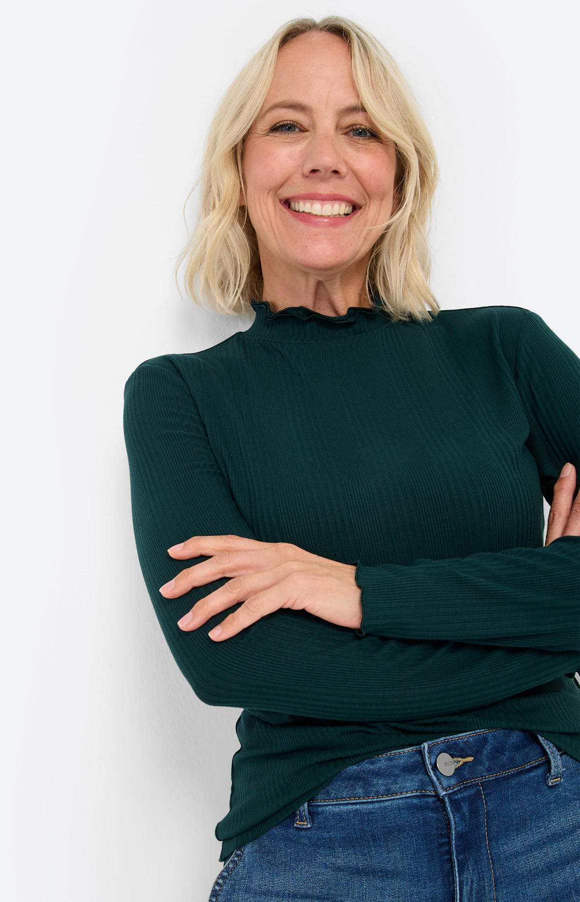 Shirt met rucheranden, groen