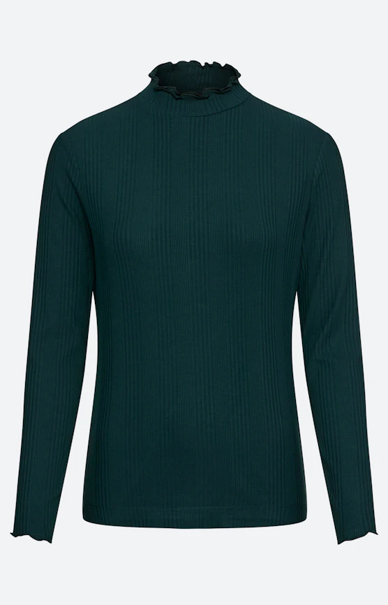 Langarmshirt mit Rüschenkanten, grün