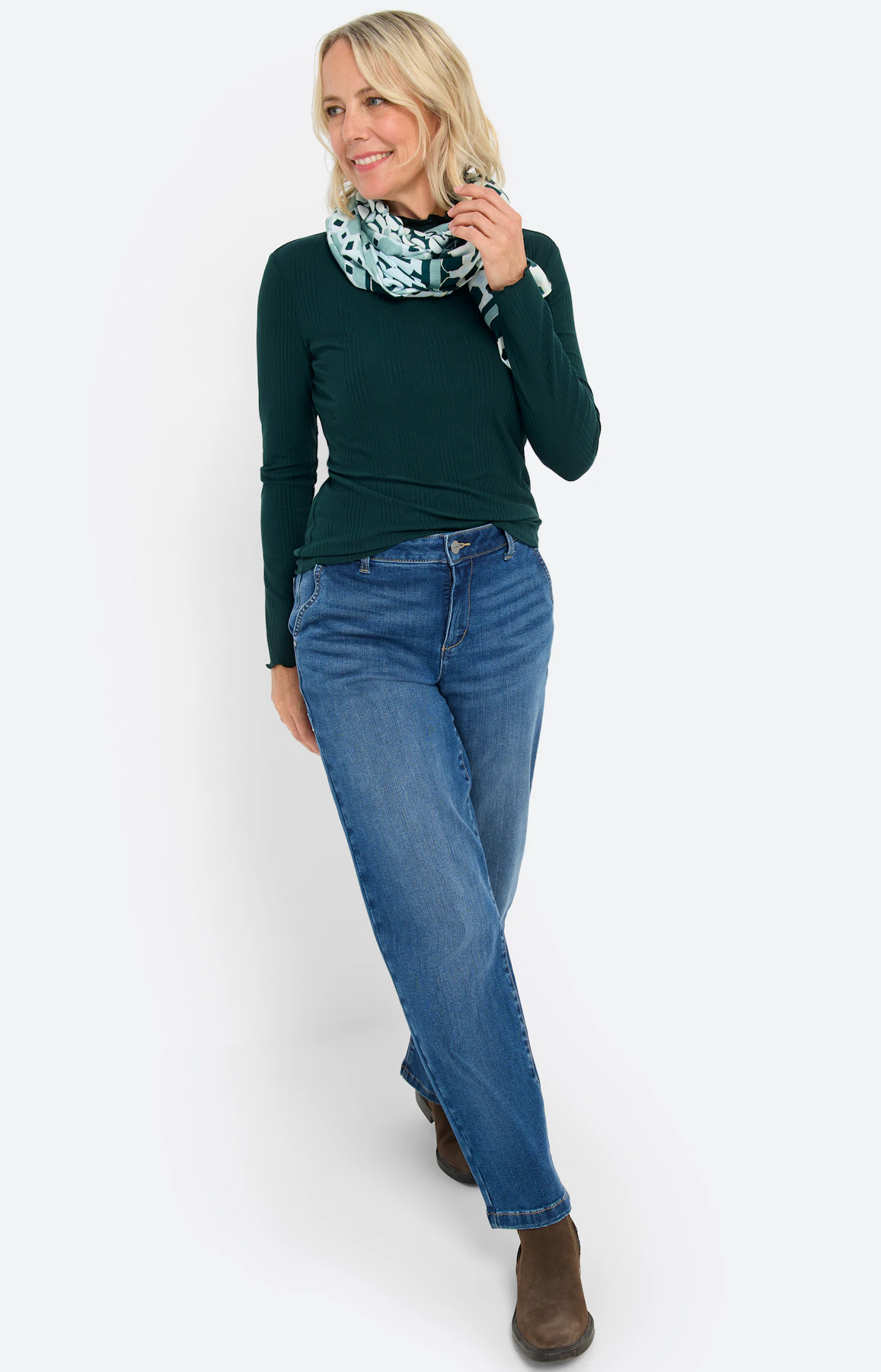Shirt met rucheranden, groen