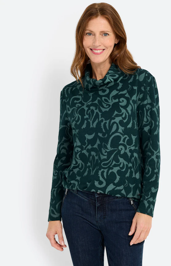 Langarmshirt mit All Over-Muster, grün