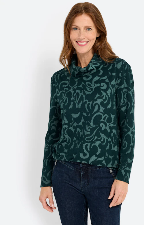 Shirt met all-over-motief, groen