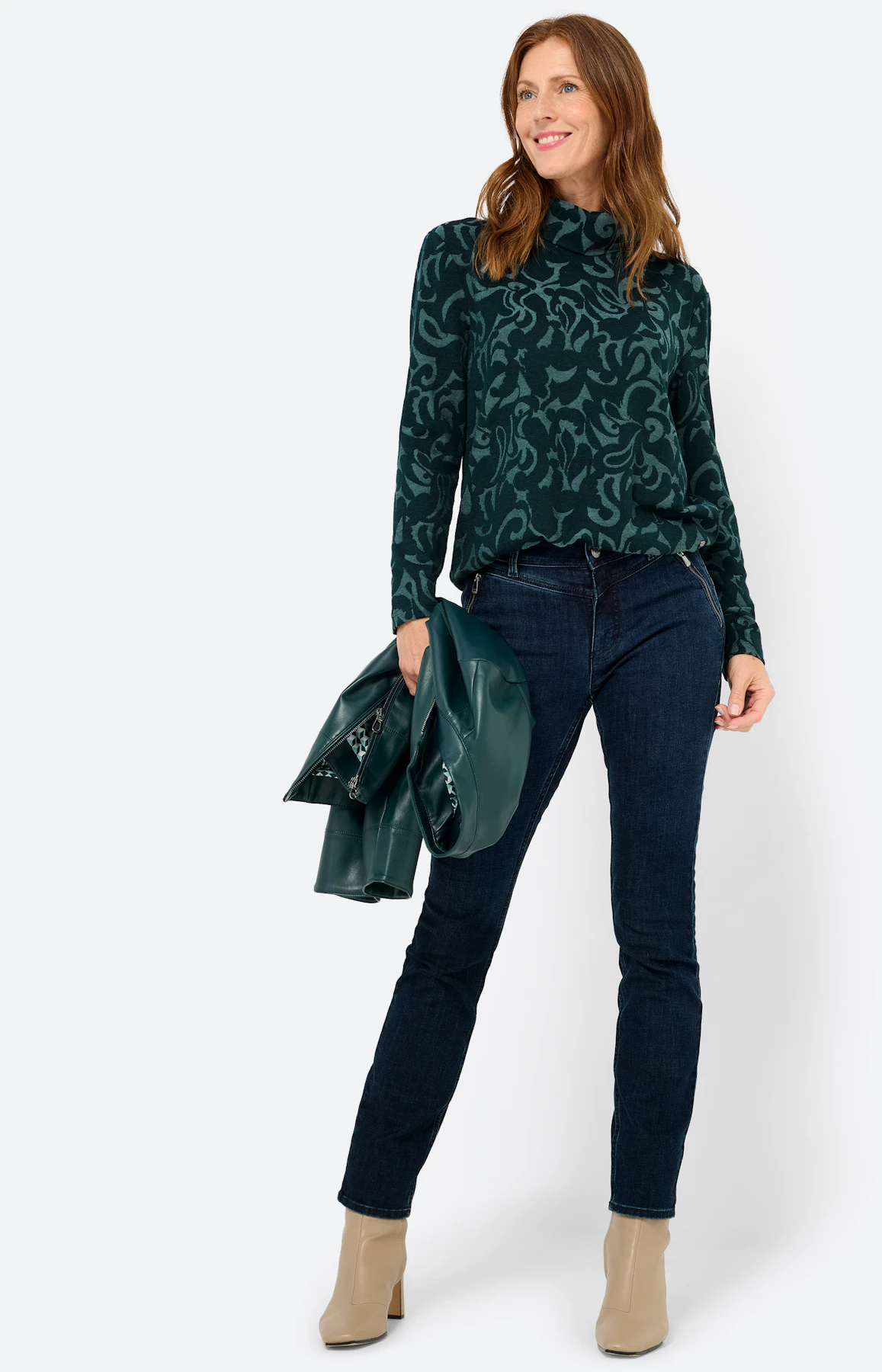 Shirt met all-over-motief, groen