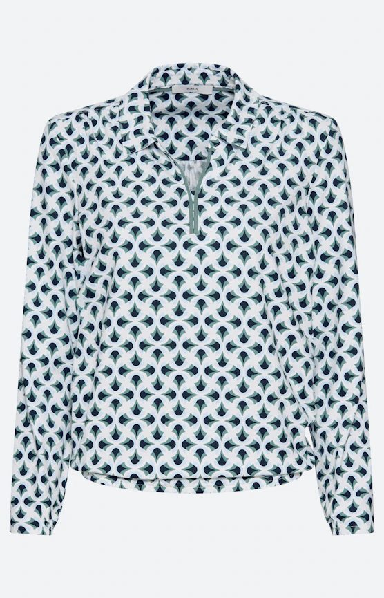 Langarmshirt mit Kragen, grün