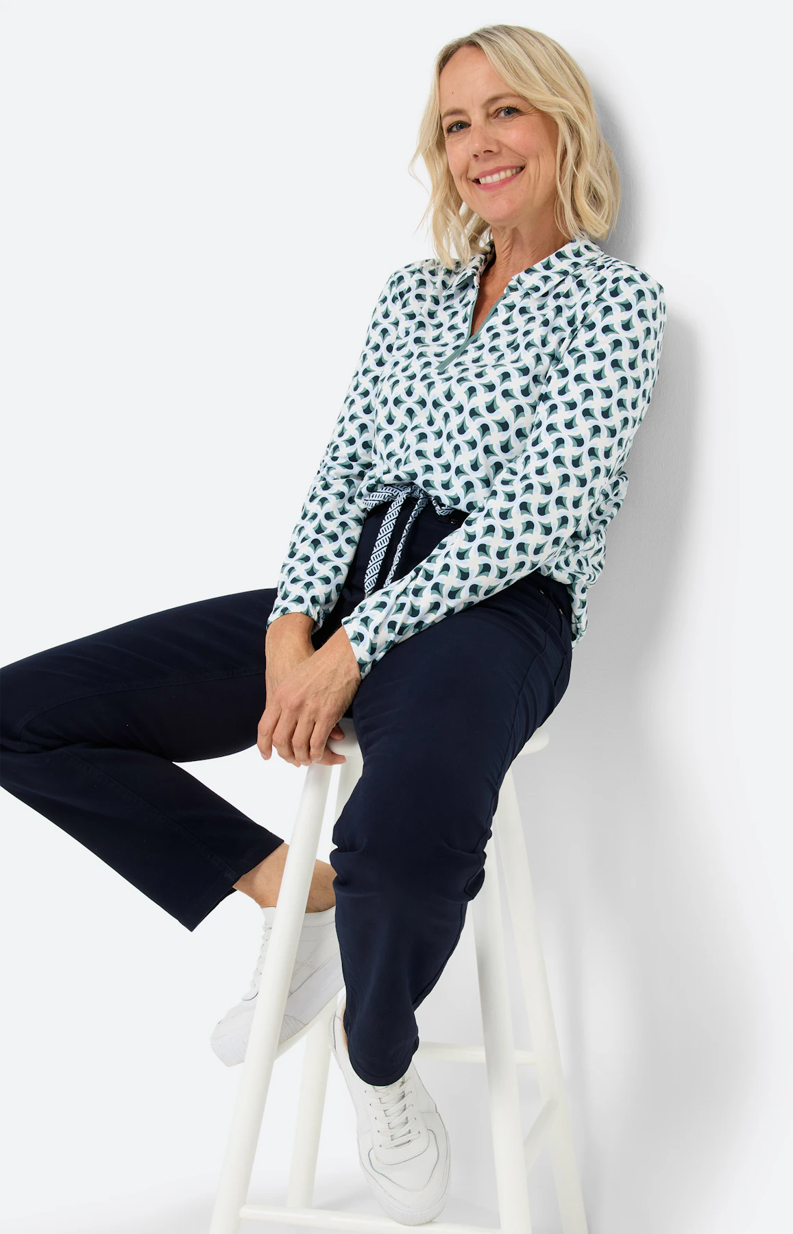 Langarmshirt mit Kragen, grün