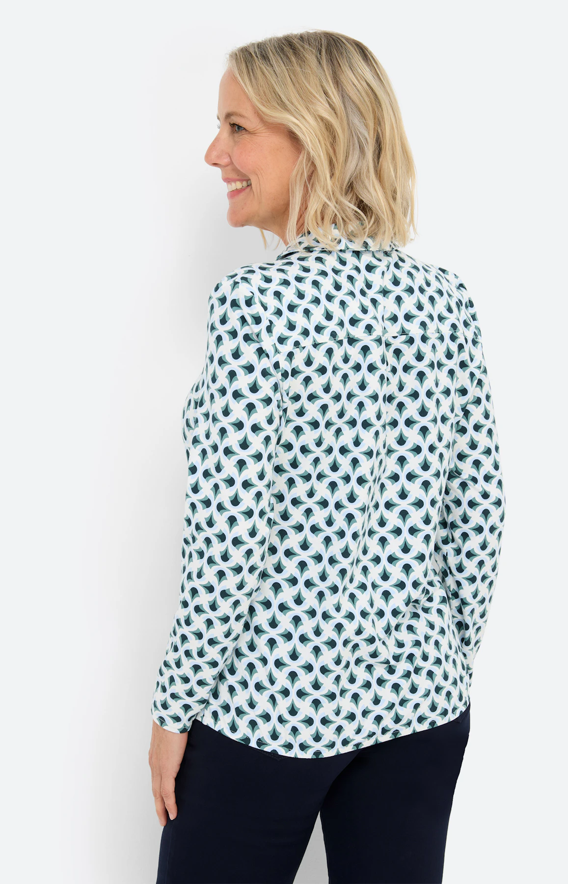 Langarmshirt mit Kragen, grün