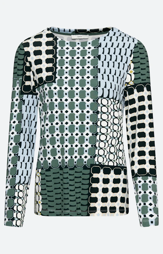 Langarmshirt mit All Over-Print, grün