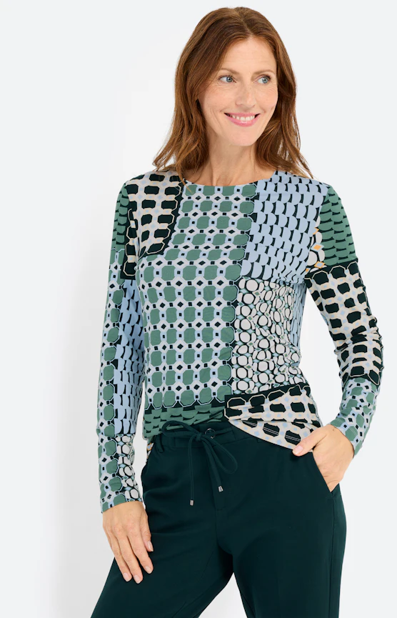 Langarmshirt mit All Over-Print, grün