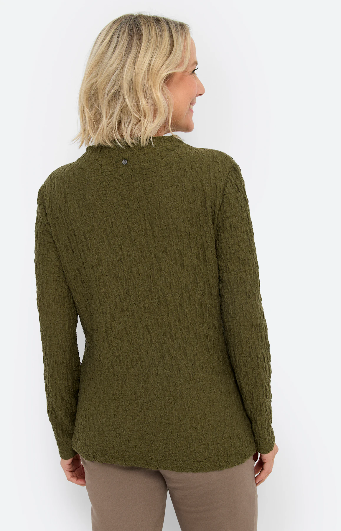 Langarmshirt mit Struktur, oliv