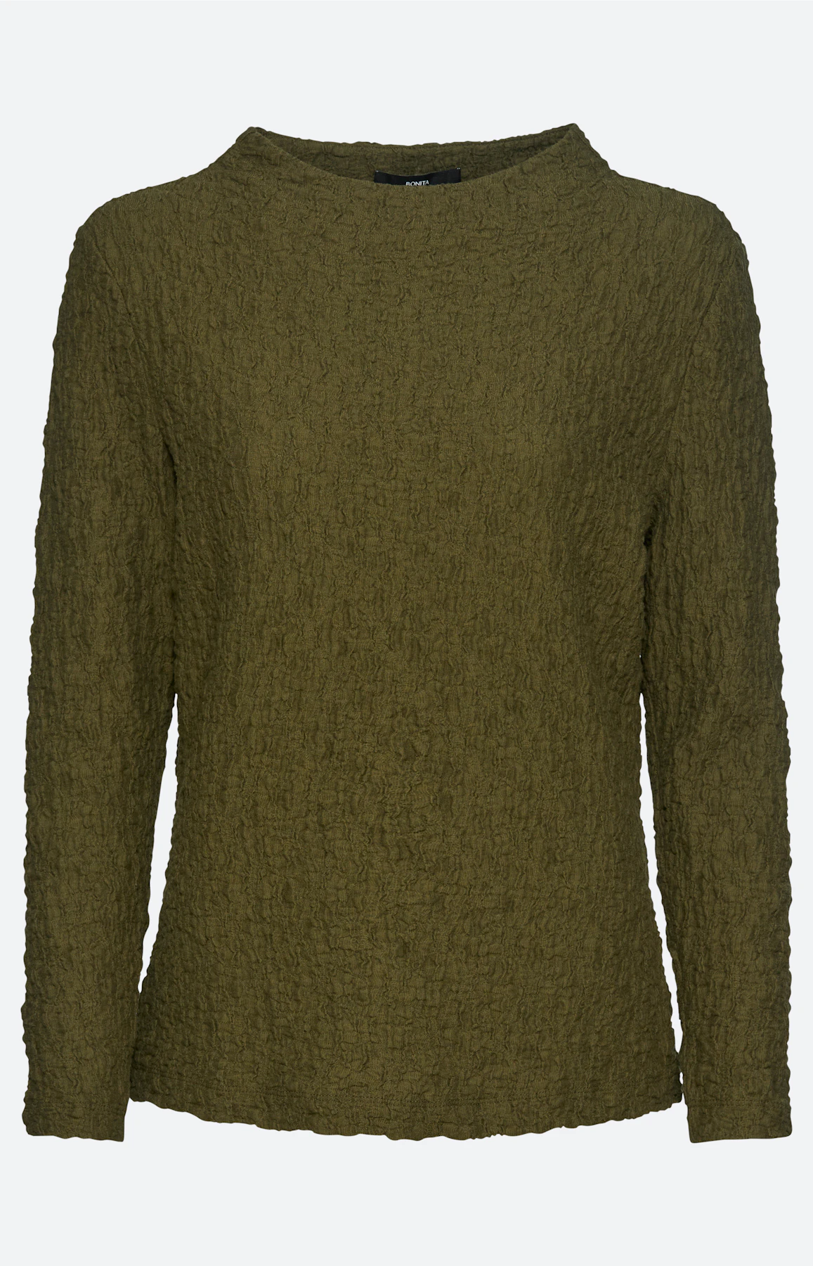 Langarmshirt mit Struktur, oliv