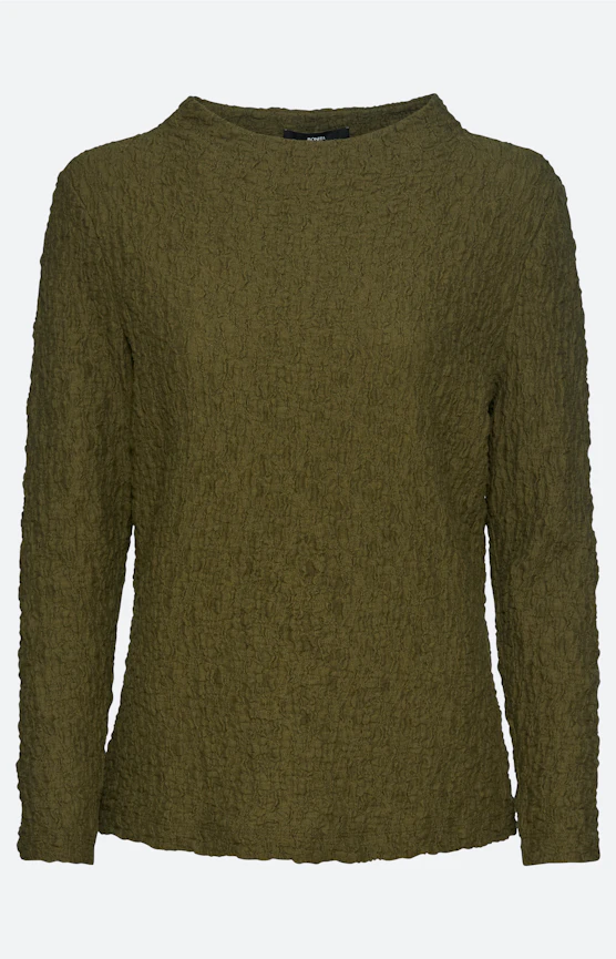 Langarmshirt mit Struktur, oliv