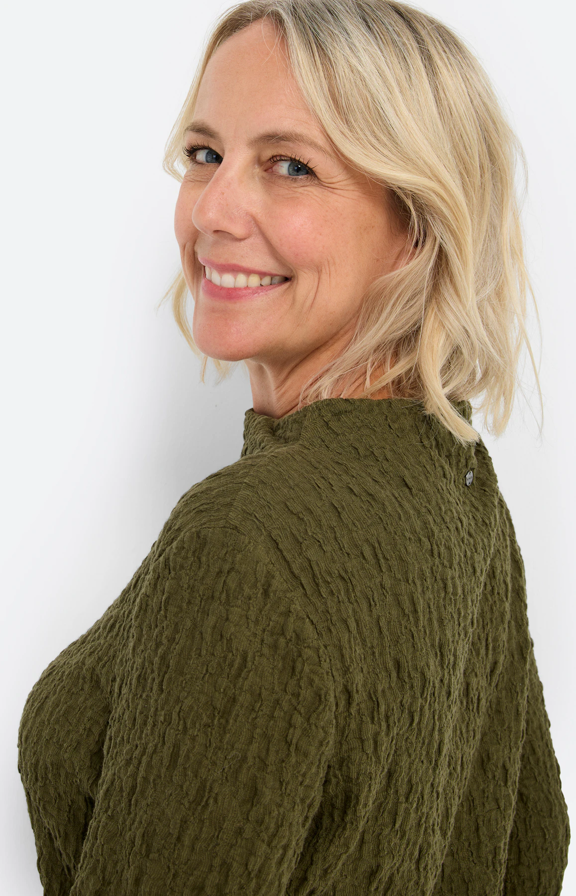 Langarmshirt mit Struktur, oliv