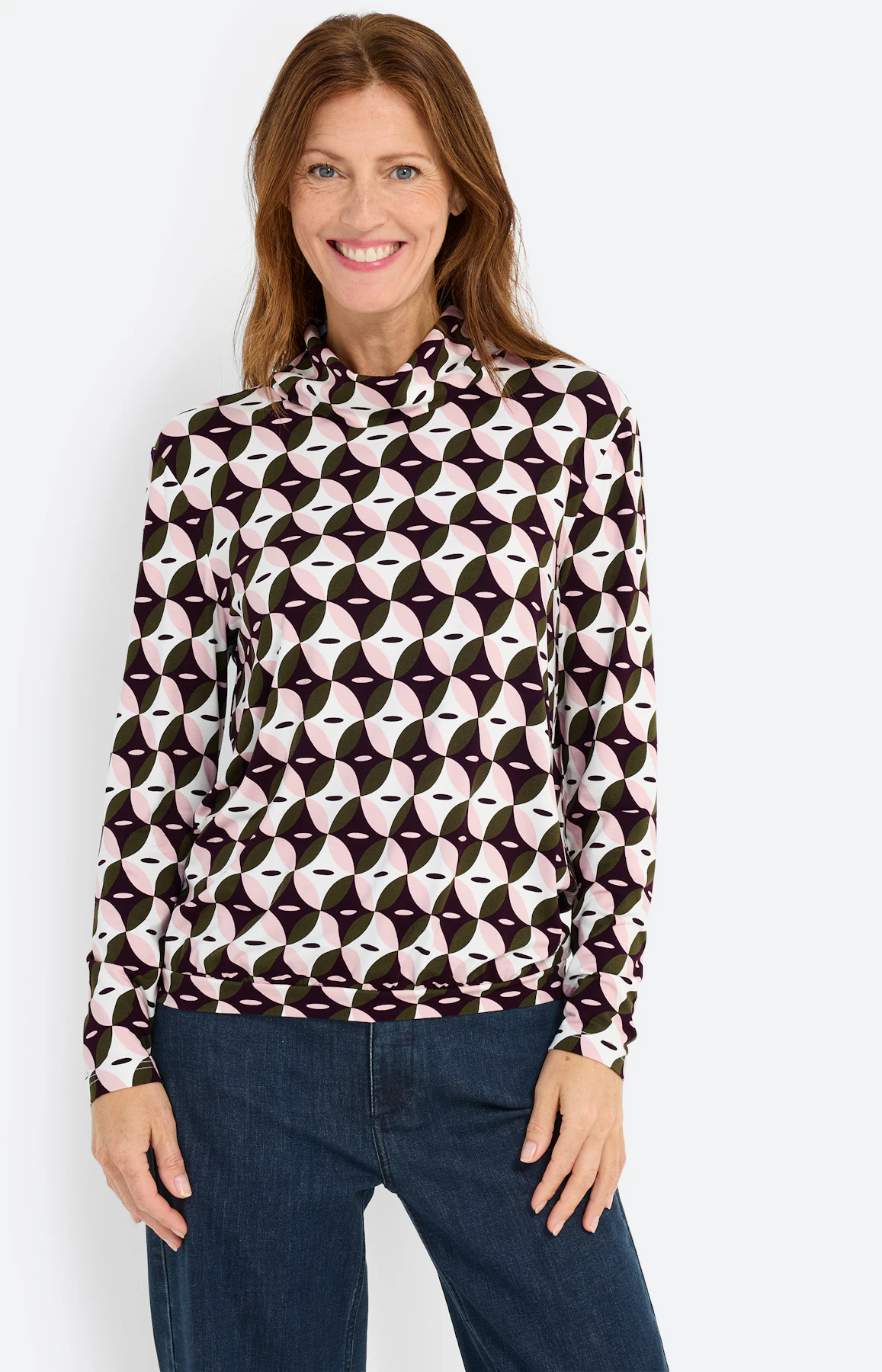 Shirt met grafisch motief, olijf