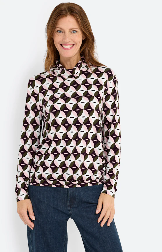 Langarmshirt mit Grafik-Muster, oliv