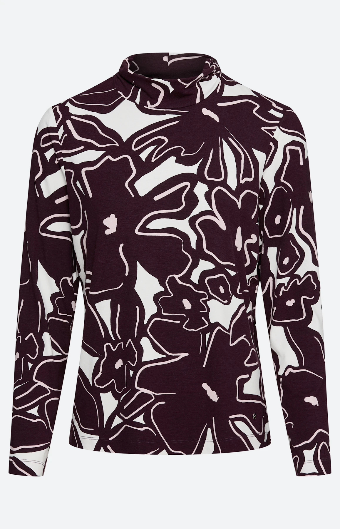 Shirt met bloemmotief, aubergine
