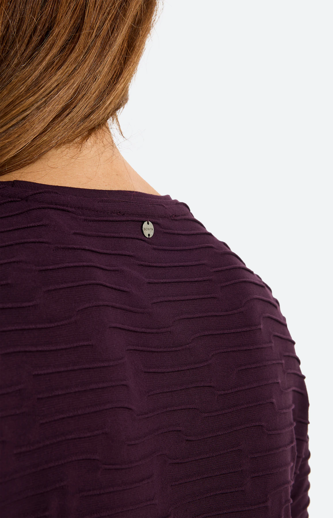 Langarmshirt mit Struktur, weinrot