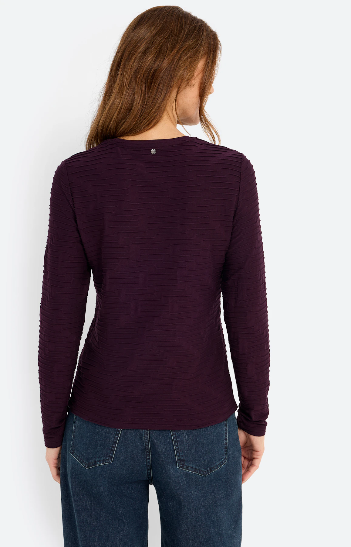 Langarmshirt mit Struktur, weinrot