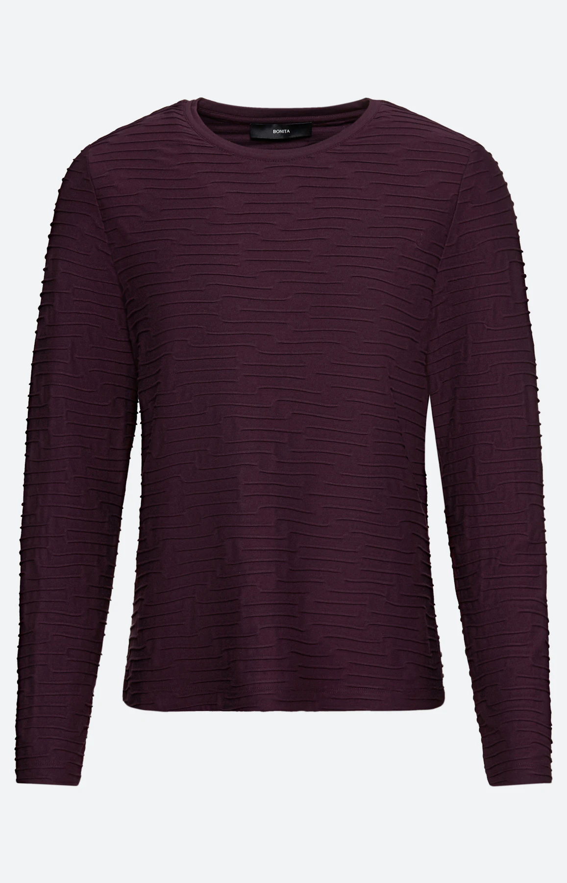Langarmshirt mit Struktur, weinrot