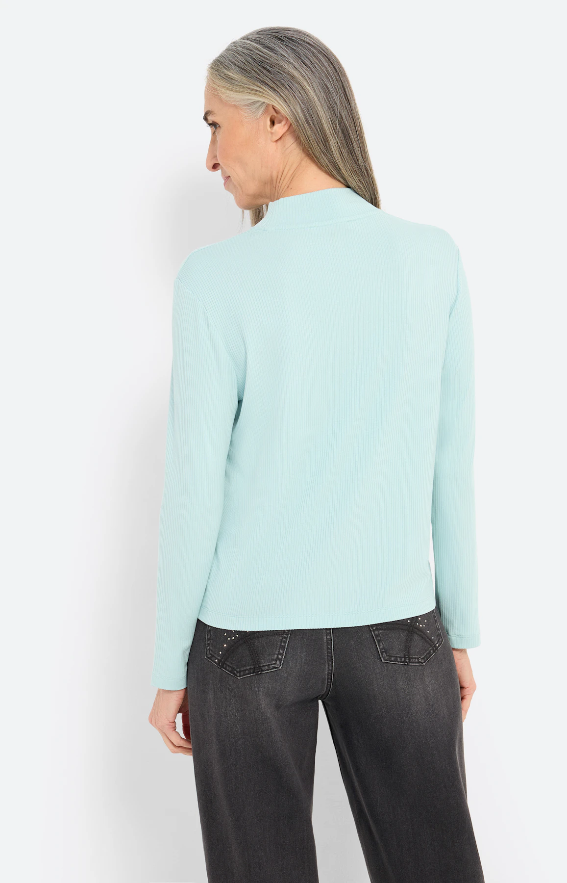 Shirt met opstaande halsboord, mint