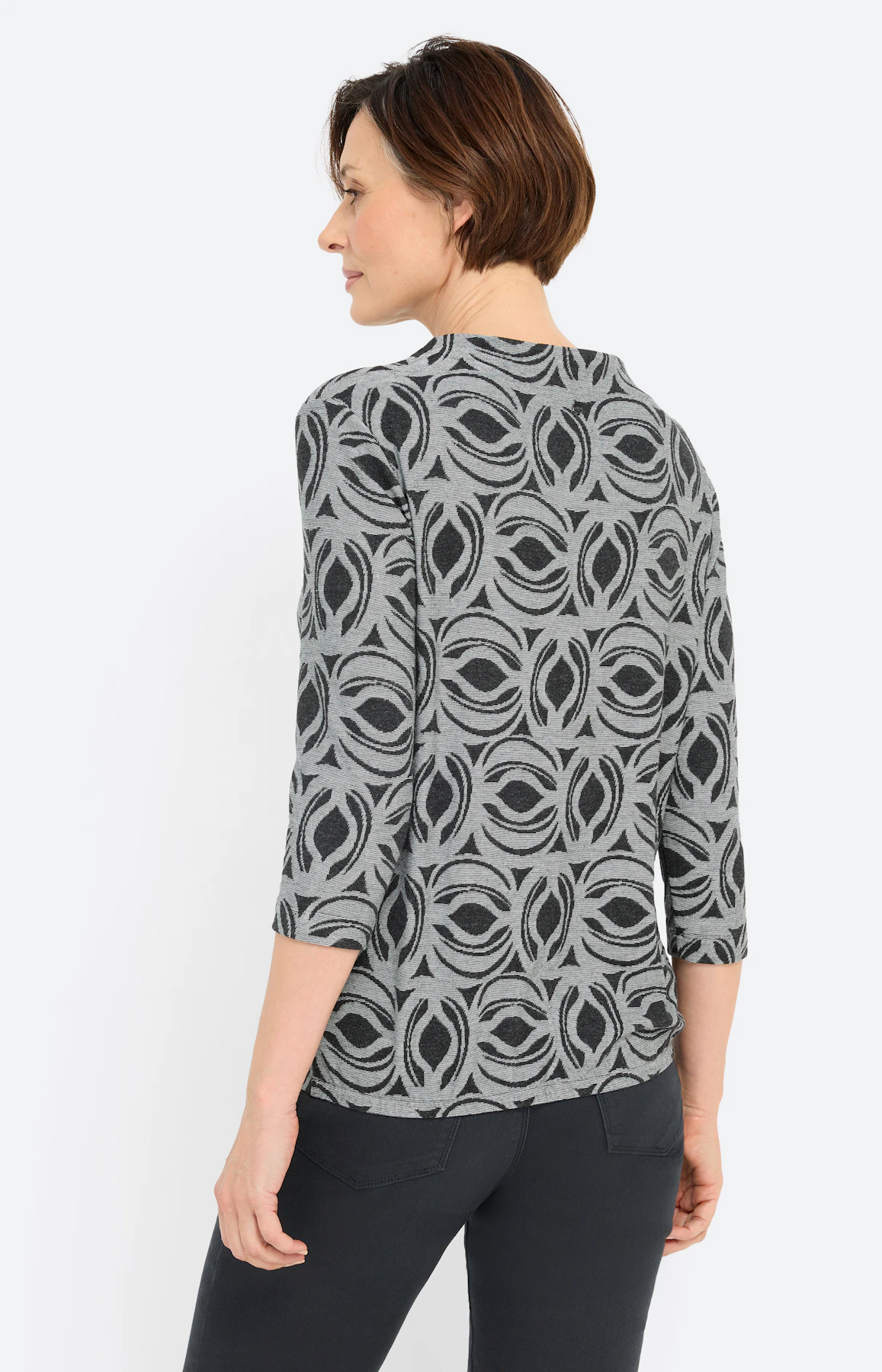 Shirt met motief all-over, donkergrijs