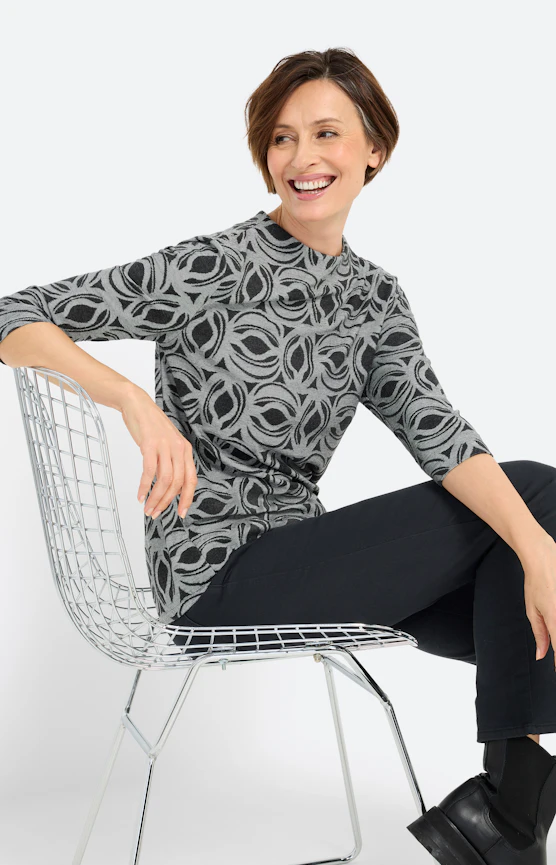 Shirt mit All Over-Muster, dunkelgrau