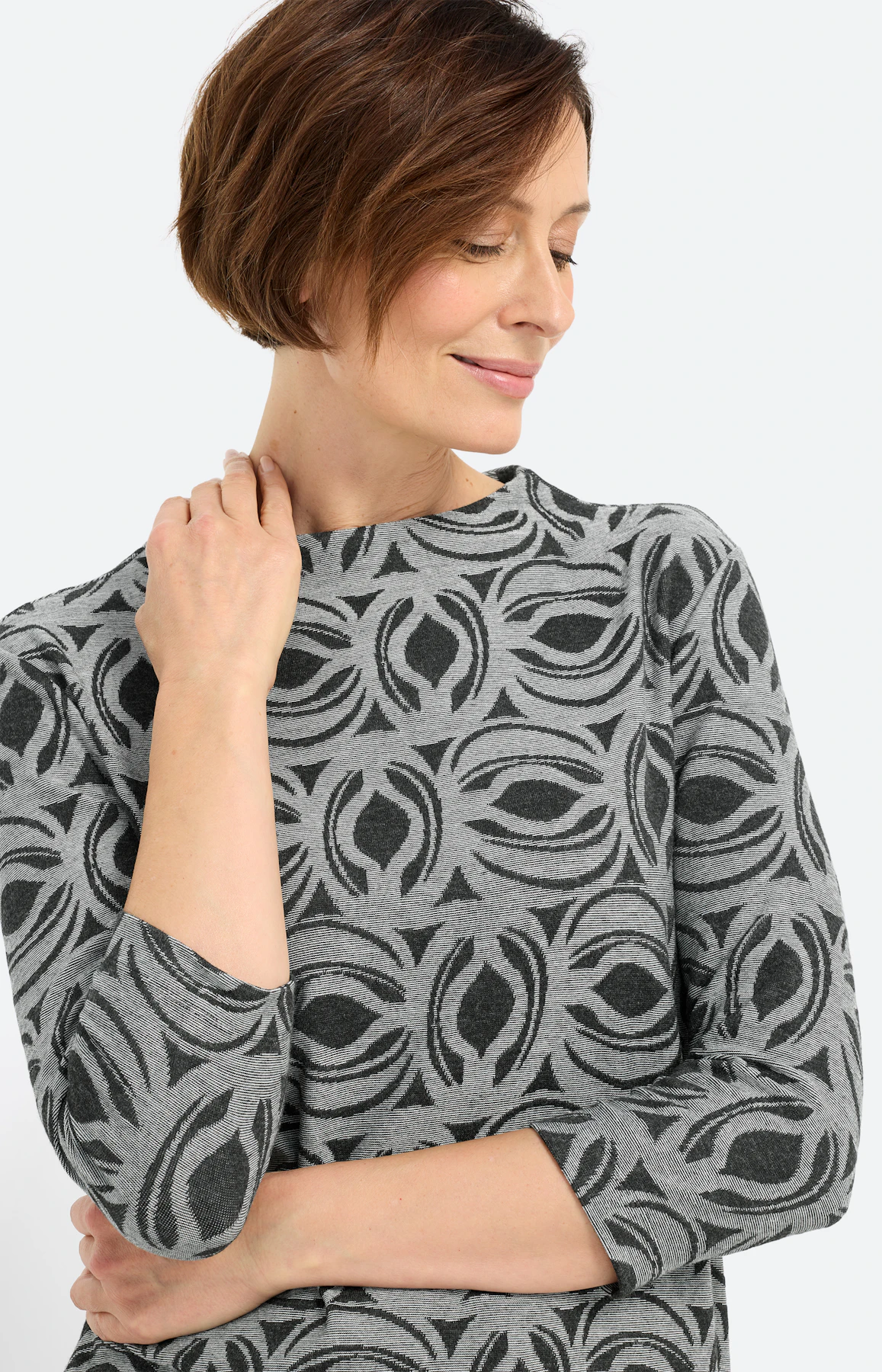 Shirt met motief all-over, donkergrijs