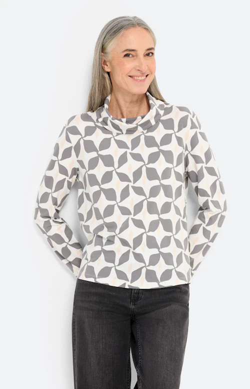 Shirt met lange mouw en col, donkergrijs