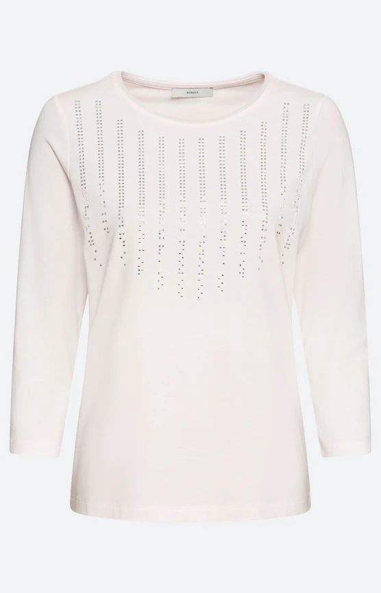 Shirt mit Ziersteinen, weiß
